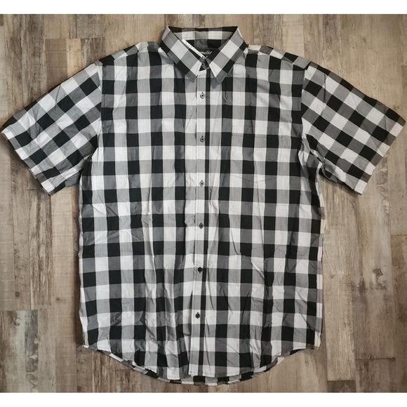 Coastal Other - Coastal Button Down Shirt Mens XXL Black White Plaid Short Sleeve Buffalo Check